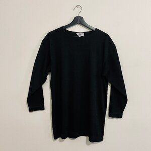 VINTAGE 90s JORDACHE Concepts Textured 3/4 Sleeve Tunic Top (Black, M)